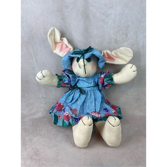 Vintage 90s Handmade “Bunny Sue” Stuffed Bunny - Picture 1 of 7
